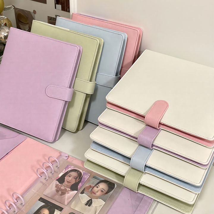 candy-color-a5-kpop-binder-photocards-holder-cover-pu-leather-loose-leaf-collect-book-photo-cards-album-storage-bookสเตชันเนอรี