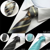 Ricnais New 8cm 100 Jacquard Woven Silk Tie For Men Striped Neckties Man 39;s Neck Tie For Wedding Business Party Factory Sale