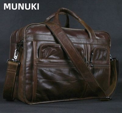 MUNUKI กระเป๋าธุรกิจหนังแท้เคลือบน้ำมันหรูหราสำหรับเดินทาง,15 "กระเป๋าใส่แล็ปท็อปกระเป๋าถือใบใหญ่วินเทจสำหรับผู้ชายป้องกันเอกสารกระเป๋าสะพายไหล่กระเป๋าหิ้วสำหรับการเดินทางไปทำงาน M067