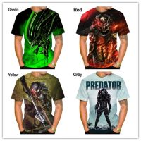 2023 NEWPredator ฤดูร้อนของแฟชั่นใหม่สบายๆ3D พิมพ์ผู้ชายรอบคอแขนสั้นท็อปส์เสื้อยืด