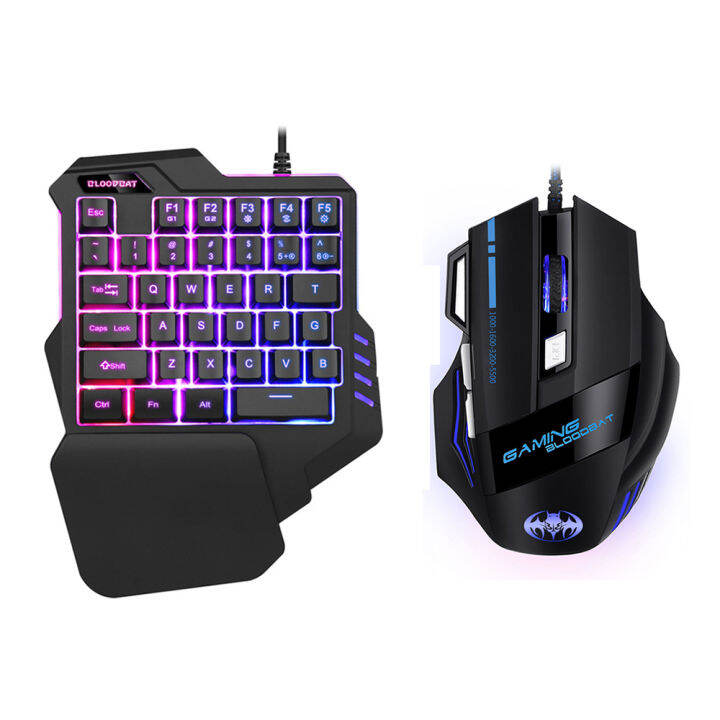 Gaming Keyboard And Mouse Combos Rgb Backlit One Handed Keypad Mice 3200 Dpi With Game Converter 0342