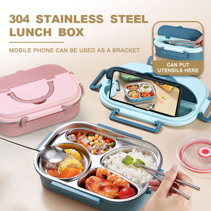 Double Layer Stainless Steel Lunch Box With Soup Bowl Leak-Proof Bento Box  Dinnerware Set Microwave