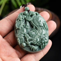 หยกพม่า Pixiu จี้ Jadeite มรกตธรรมชาติของขวัญผู้หญิงของขวัญเครื่องประดับ Talismans สีเขียวชายแฟชั่นสร้อยคอ Amulets