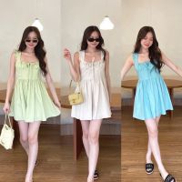 Simplestyle.byd Milky Toast Dress ชุดเดรสสั้นผ้าลินิน