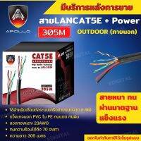 สายแลนLAN CAT5E พร้อมACสายไฟ ยาว 305 เมตร สีดำ ยี่ห้อApollo ALP 1003 สายแลนเคเบิ้ลแบบติดตั้งภายใน/ภายนอก