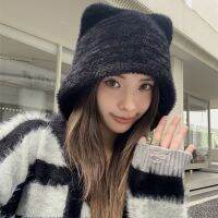 หมวกคลุมผมผู้หญิงหมวกคลุมผมหมีน่ารักตุ๊กตาเกาหลี,หมวกเก็บอุณหภูมิเครื่องป้องกันหูบอมเบอร์ใส่ได้หลายโอกาสหมวกบีนนี่ฤดูหนาว