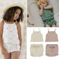 Baby Girl Summer Knitted Clothing Sets Bebe nd Cute nd Design Toddler Sling Vest and Bloomers Matching Outfit Playsuits