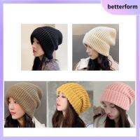 BETTERFORM หลายสี หมวกถักนิตติ้ง แข็งน่ารัก ผู้หญิง/ผู้ชาย หมวกบีนนี่ผู้หญิง ของใหม่ หมวกฤดูใบไม้ร่วงฤดูหนาว กิจกรรมกลางแจ้งกลางแจ้ง