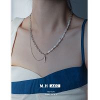 [COD] splicing cone-shaped pendant necklace womens double layered wearing light luxury cold style high-end sweet cool collarbone chain