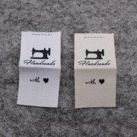 200pcs handmade label in stock/cloth private label printed cotton ribbon label tag garment print tag clothing cotton label Labels