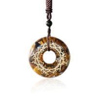 Tiger Eye Orgonite Pendant Donut Reiki Chakra Necklace Handmade Amulet Lucky Pedant Adjustable Rope