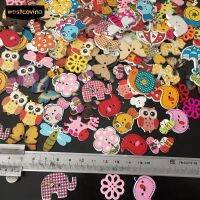 Westcovina 50Pcs Cartoon Flower Owl Elephant Shape Wooden Buttons Sewing Scrapbooking Tool