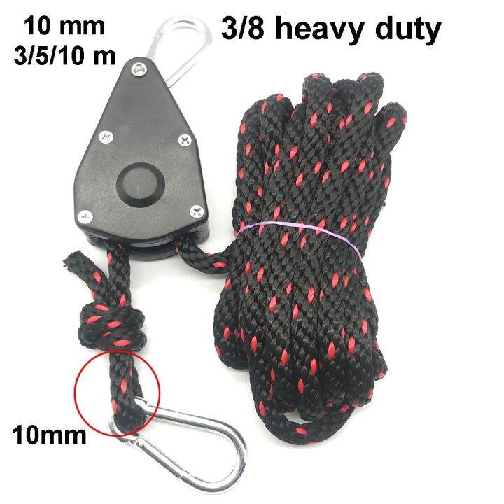 10Mm 3/5/10M 100Kg Camping Tent Rope Pulley Ratchets Kayak Canoe Boat