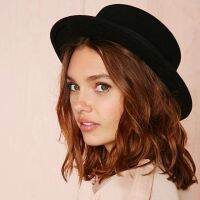 Brand New Wool Boater Flat Top Hat For Womens Felt Wide Brim Fedora Hat Laday Prok Pie Chapeu De Feltro Bowler Gambler Top Hat