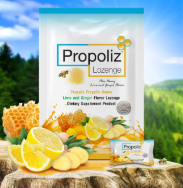 Propoliz Lozenge โพรโพลิส มิกซ์  🧚 ชนิดเม็ดอม รสน้ำผึ้ง มะนาว ขิง ปราศจากยาปฏิชีวนะ ไดคลอโรเบนซิล และแอลกอฮอล์  8 เม็ด/ซอง/kaidee2564