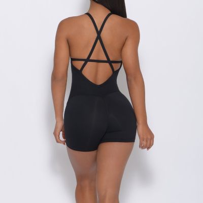 Backless Sports Jumpsuit Woman 2022 Lycra Fitness Overalls One Piece Shorts Sport Outfit Gym Workout Clothes for Women Sportwear