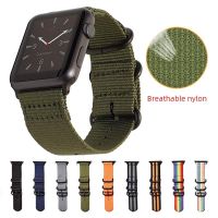 ☬ สายรัดผ้าไนลอนระบายอากาศสำหรับ Apple Watch Band Series 5 4 3 สีเขียวสำหรับ iWatch 4 3 สายกีฬา 4 3 2 42 44 38 40 มม.