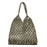 Handbag Fishing Net Woven Bag Straw Bag Holiday Beach Bag Retro Hand-Woven Shoulder Bag Bohemian Casual Female Bag