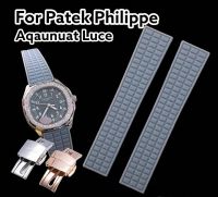 สายนาฬิกา แบบสายยางซิลิโคน สีเทา พร้อมบัคเคิลล็อกสาย สำหรับ_Patek_Philippe