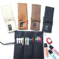 [CPK11] e-file Leather case for paint brush, pen กระเป๋าหนัง ใส่ดินสอ ใส่พู่กัน กระเป๋าพีวีซี มีสายรัด size 21x23.5cm.