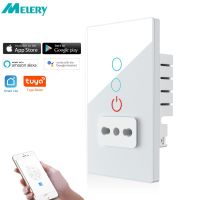 Melery Tuya Wifi Smart Life Italy Light Switch Wall Socket Chile Outlet Glass Panel Plug Intelligent Remote Alexa Google Home Ratchets Sockets