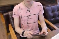 VM เสื้อยืดคอกลมแขนสั้น ผู้ชาย Men Short Sleeve T-Shirt(สีชมพู)รุ่น 0036S