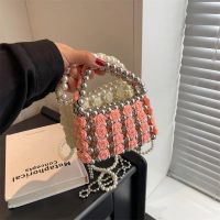 Summer Mini Rose Blossom Pearl Handbag  Luxury Beaded Small Bag Chain Crossbody Bag Elegant Ladies Floral Banquet Bag