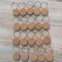 Set of 9 Decorative Blank Cork Wine Glass Ring Charms Marker