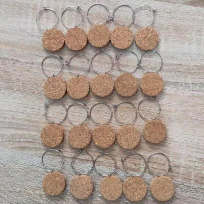 Set of 9 Decorative Blank Cork Wine Glass Ring Charms Marker