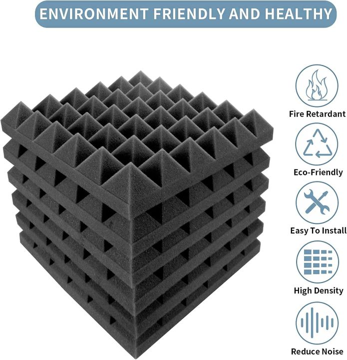แผ่นโฟมกันเสียงขนาด-30-30-5-ซม-แผ่นโฟมกันเสียงกันไฟและกันเสียงความหนาแน่นสูงสำหรับผนังแผ่นโฟมกันเสียงสำหรับสตูดิโอและสำนักงาน-ล