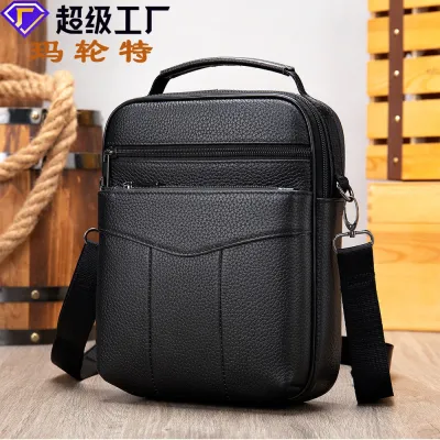 [COD] Business leather mens shoulder bag top layer cowhide retro ipad vertical messenger factory direct sales