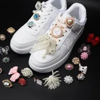 1PCS Shoe Charms for Sneakers Shoelaces Clips Buckle Decorations Rhinestones Pearl Gem Casual Flower Fashion Shoes Accessories