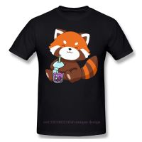 Shirt Men Clothing Funny Bubble Tea Humor Drink Kawaii Milky Tea Gift Red Panda Boba Tea Fashion Short Sleeve Tshirt