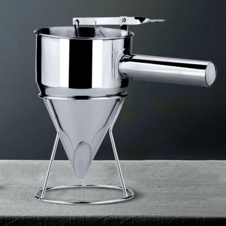 stainless-steel-funnel-dispenser-with-rack-cupcake-pancake-batter-maker-octopus-fish-ball-home-kitchen-baking-tools