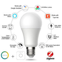 ZigBee 3.0 Tuya ไร้สายสมาร์ทหลอดไฟ Led E27 GU10 E14 RGBCW หรี่หลอดไฟสมาร์ทชีวิตเสียงสำหรับ Smartthings Echo ฮับ