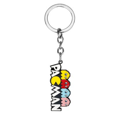 Classic Game Jewelry Pacman Keychain Enamel Metal Key Ring Women Men Funny Trinket Key Chains Pendant Keyfob Gift Key Chains