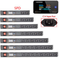 [Power distribution device] PDU socket cabinet dedicated IEC with LED display voltmeter ammeter power meter surge protection C13 module with power socket 2/10 aluminum alloy plug C14 wireless plug