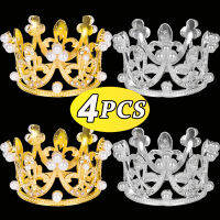 4/1Pcs Mini Crown Cupcake Topper Princess Pearl Tiara เด็กเครื่องประดับผมสำหรับ DIY งานแต่งงานวันเกิดเค้กอุปกรณ์ตกแต่ง-ranguaexeng