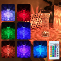 16 Colors Diamond Table Lamp LED Touch Remote Control Crystal Night Light Acrylic Decor Desk Lamp For Bar Coffee Bedroom Bedside