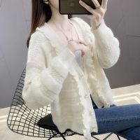 Factory Outlet 2023 Cross -Border Early Spring New Ruffled Laziness Korean Version Of The Wild Gas Jacket Knit Sweater