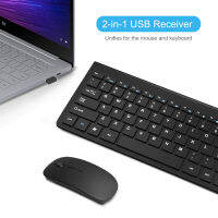 คีย์บอร์ดและเมาส์ไร้สาย2.4G USB Mini Keyboard Mouse combos noiseless ERGONOMIC Keyboard พร้อมชุดเมาส์สำหรับพีซีแล็ปท็อปทีวี