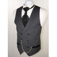 (Celebrity Menswear) Double Breasted Dark Grey Vest For Men Suit Waistcoat With Shawl Lapel One Piece Custom Man Suit Vests New Arrival Europen Size