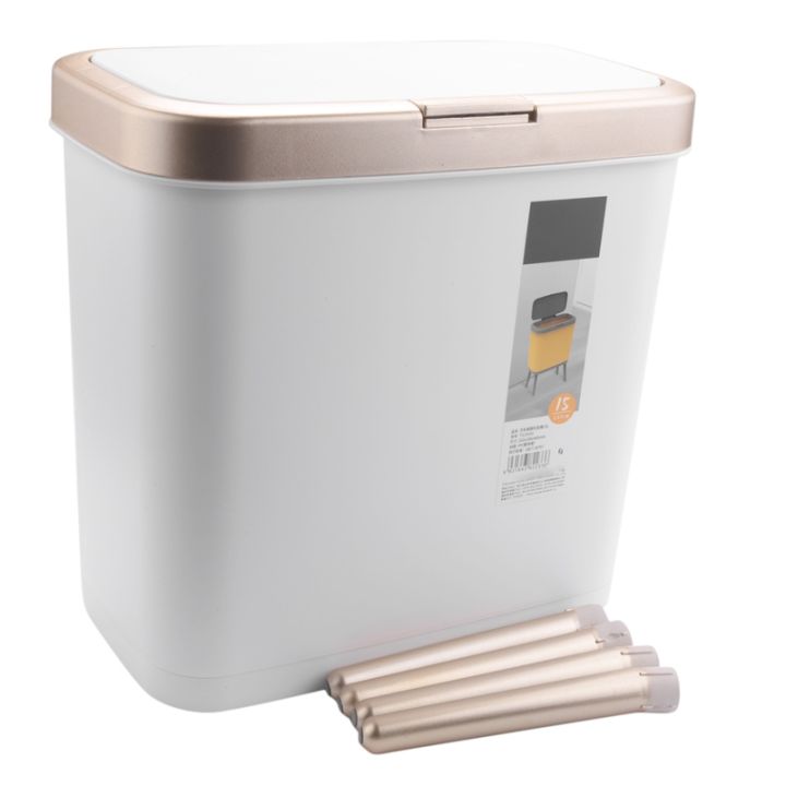 luxury-fashion-white-gold-trash-can-15l-large-capacity-with-lid-dustbin-living-room-sofa-side-high-feet-garbage-bin