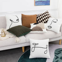 Abstract Embroidery Cushion Cover 45x45cm White Geometric Pillow Cover Handmade Cotton for Sofa Bed Chair Living Room Home