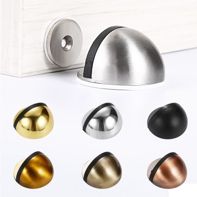【LZ】☸  Stainless Steel Rubber Door Stopper Non Punch Sticker Hidden Door Holder Catch Floor Mounted Nail-free Door Stop Door Hardware