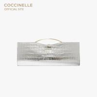 COCCINELLE ETA CROCO Handbag Medium 190201 SILVER กระเป๋าสะพายผู้หญิง