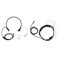 2 Pcs 3.5mm Throat Mic Microphone Covert Acoustic Tube Earpiece Headset, White &amp; White-Black