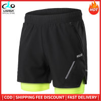 2-In-1 Men Running Shorts With Zipper Pockets Quick Dry Exercise Shorts For Training Gym Workout