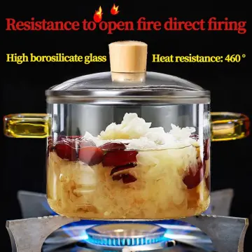 Transparent Glass Soup Porridge Pots 1.5L Microwave Fire Heating