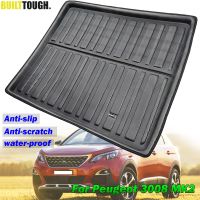 สำหรับ Peugeot 3008 II MK2 2017 2018ด้านหลัง Boot Liner Trunk Cargo Liner Mat สีดำ Tailored กระเป๋าเดินทางถาดพรม Protector